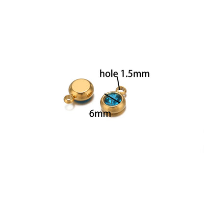 Hot Sale Colorful Pendant 304 Stainless Steel 18k Gold Plated 6mm Crystal Bead Charm Pendants for DIY Necklace Bracelet Making