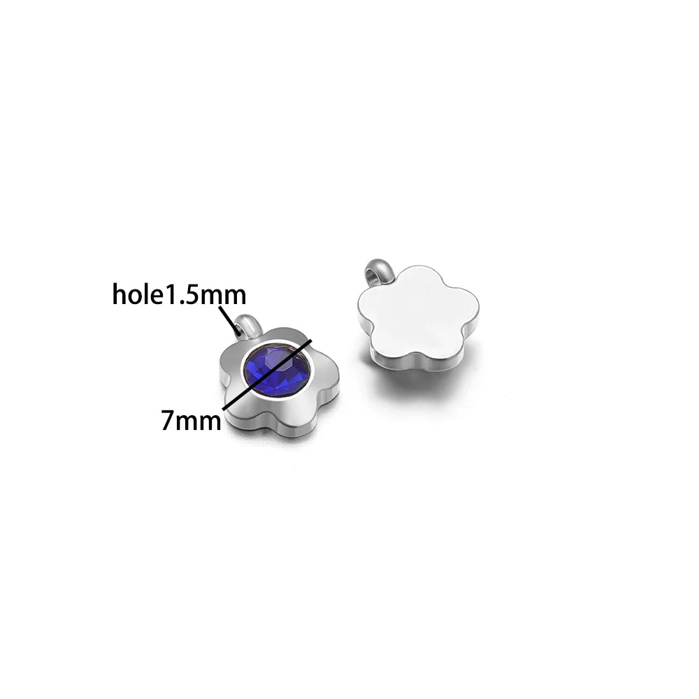 High Quality Stainless Steel 18K Gold Plated 7mm Flower Zircon Charm Pendant for Jewelry Necklace Bracelet Making