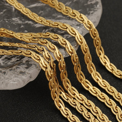 D797 Heavy Hip Hop Geometric Flattened S Twist Embossed Rope NK Chains Jewelry Findings Stainless Steel for Making