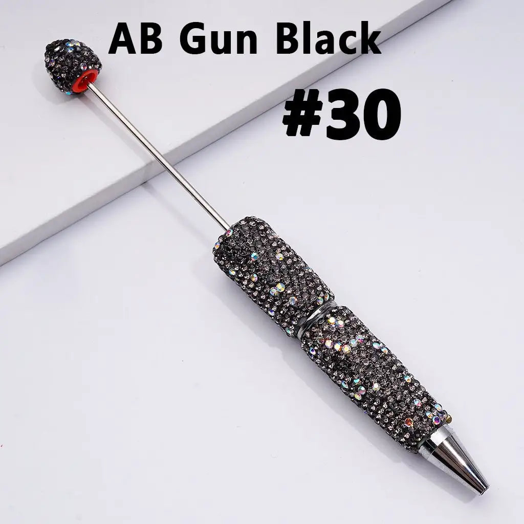 Full Rhinestone Beadable Clay Ballpoint Pens - DIY Beaded Plastic Pen for School Office Gift