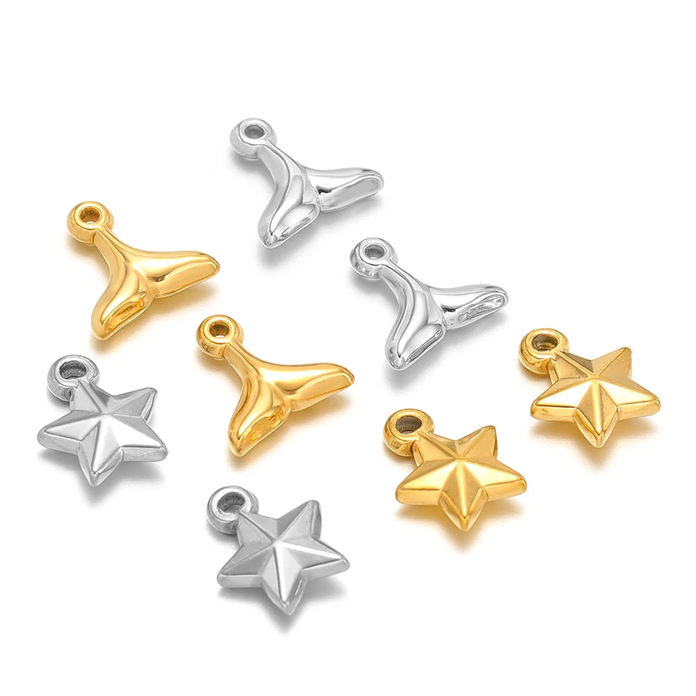 Special Design 18k Gold Plated Stainless Steel Fishtail Star Charm Pendant for Jewelry Making Accessories