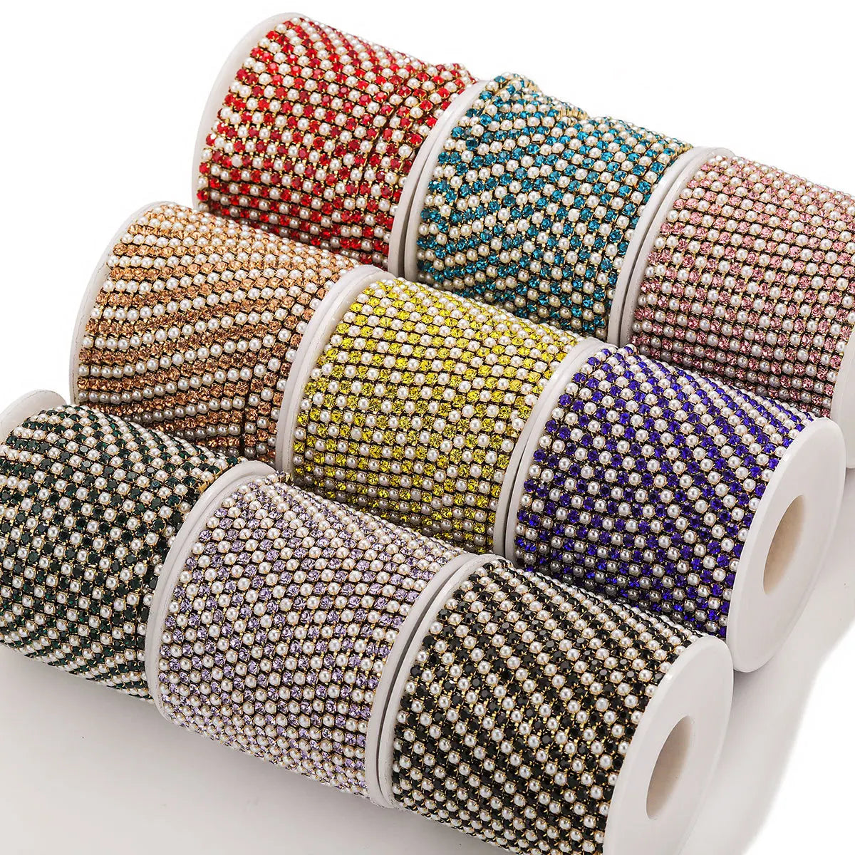 A1836 Colorful Pearl Crystal Pearl Beads Chain Stainless Steel Rosary Micro Pave Necklace Bracelet Jewelry Chain