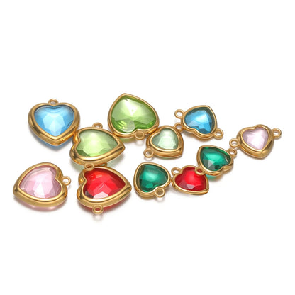 Fashion Stainless Steel 18k Pvd Gold Plated Heart Shaped Charms Pendant for DIY Jewelry Necklace Making