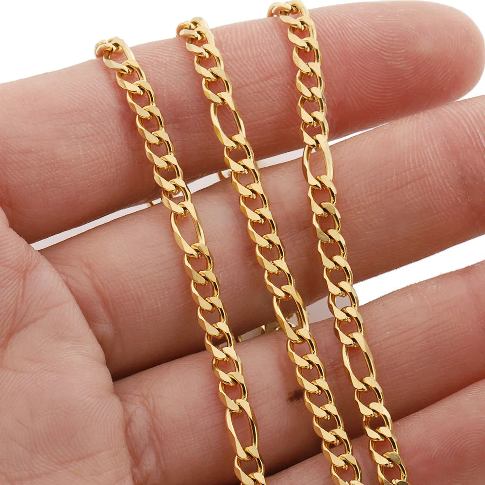 E728 Amazing High Quality Stainless Steel Chain Figaro Necklace Bulk Jewelry Roll Chain for Jewelry Diy