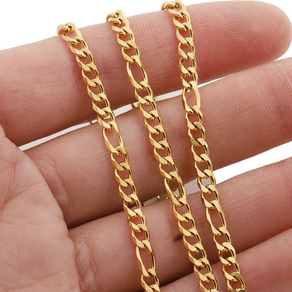 E728 Amazing High Quality Stainless Steel Chain Figaro Necklace Bulk Jewelry Roll Chain for Jewelry Diy