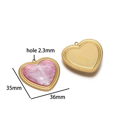 Trendy  Stainless Steel 18k Gold Plated Enamel Big Heart Charm Pendant for Diy Jewelry Making Wholesale