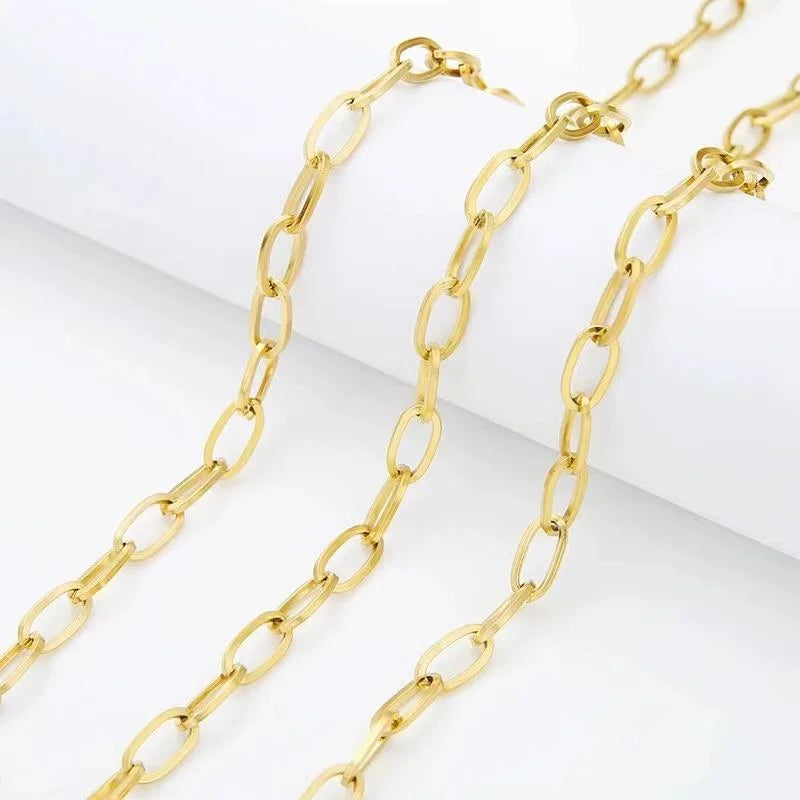 No Tarnish 18k Gold Stainless Steel Chain 6mm Men Cross Chain for Necklace Bracelet Diy Making