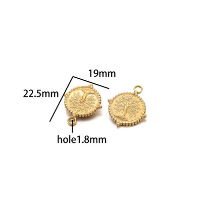 Vintage Fashion Stainless Steel Gold Plated Moon Hand Round Cross Sun  Eye Charm Pendant for Jewelry Necklace Earring Making