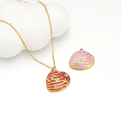 Hot Selling Stainless Steel 18k Gold Plated Enamel Pearl Shell Zircon Charm Pendant for Jewelry Necklace Making Accessories