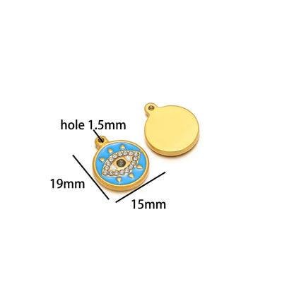 Design Dainty Enamel Eye Stainless Steel 18K Gold Plated Zircon Eyes Charm Pendant for Jewelry Earring Necklace Making