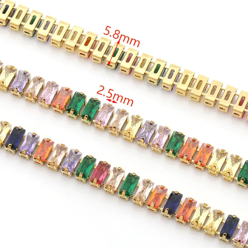 E586 5.8MM Truck Chains Luxury Fashion Gold Plated Jewelry Colorful Zircon Pave Tennis Stainless Steel Chain for Men Women