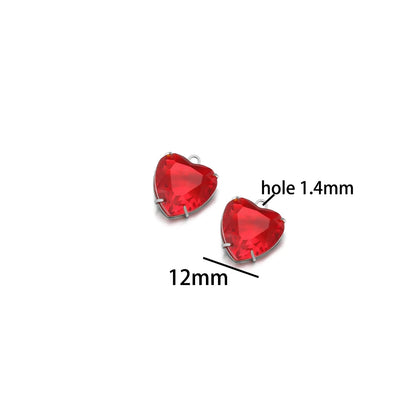 Love Charm 304 Stainless Steel 18k Gold Plated 12mm Heart Crystal Charm Pendant for Jewelry Necklace Making