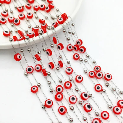 E218 New Gold Enamel Plated Chain Waterproof Stainless Steel Lucky Eye Charm Chains for Jewelry Custom Diy