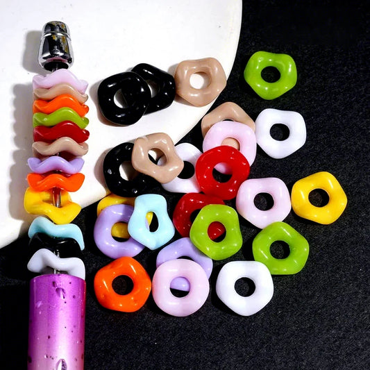 12MM Acrylic Spacer Beads with Wavy Scalloped Hollow Design Multi-Color for DIY Beadable Pen Keychain Handmade Craft Wholesale