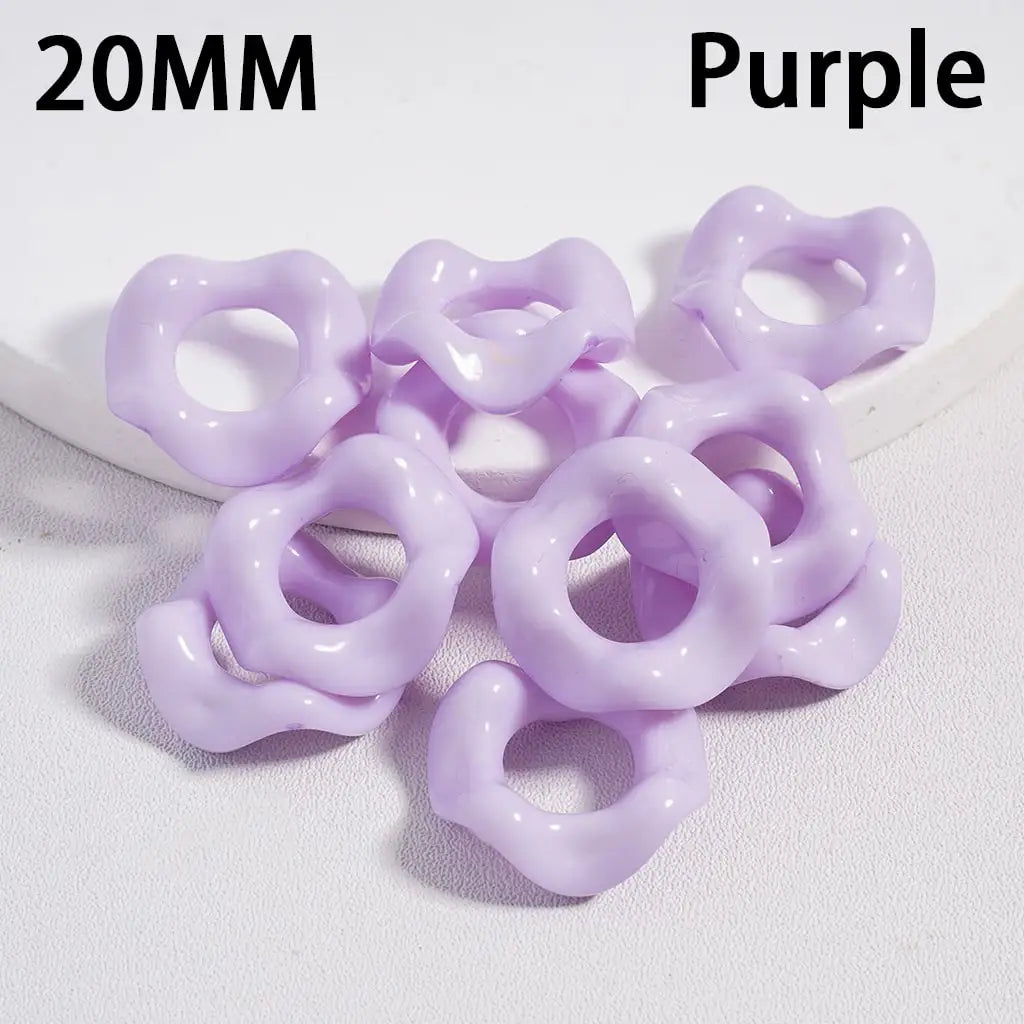 Solid Color Acrylic Beads with Wavy Shape Spacer for Pen Accessories Large Hole 20mm