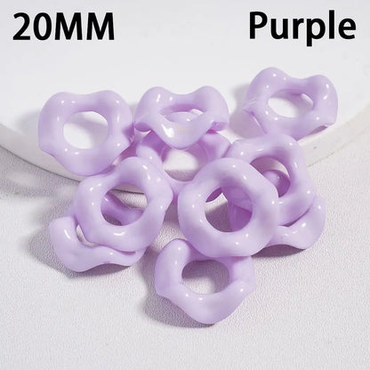Solid Color Acrylic Beads with Wavy Shape Spacer for Pen Accessories Large Hole 20mm