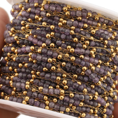 E250 Summer Beach Stainless Steel Jewelry Waterproof Crystal Beads Chains Colored Natural Stone Chains Diy