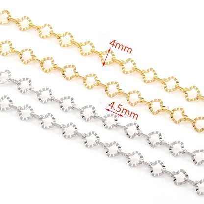High Quality Gold Plated Stainless Steel Chain Pressed Embossed Fan Shape Chain for Bulk Chain Diy