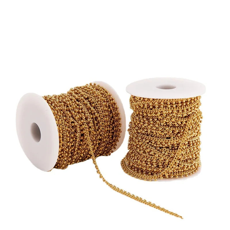 B3816 18k Gold Ball Beads Chain High Quality Stainless Steel Waterproof Bulk Chain for Diy