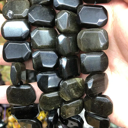 Natural Gemstone Faceted Irregular Faceted Freeform Flat Rectangle Polygon Beads Strand for Jewelry Making Bracelets Necklaces