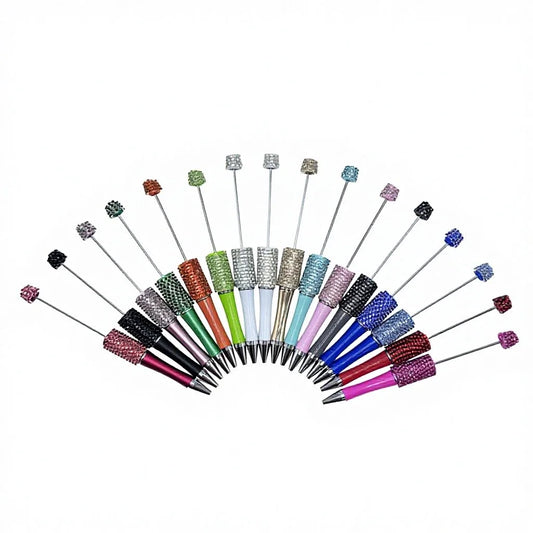 DIY Plastic Ballpoint Pen with Rhinestone Chain Solid Colors Portable for Wedding Party Favors & Back to School/Graduation