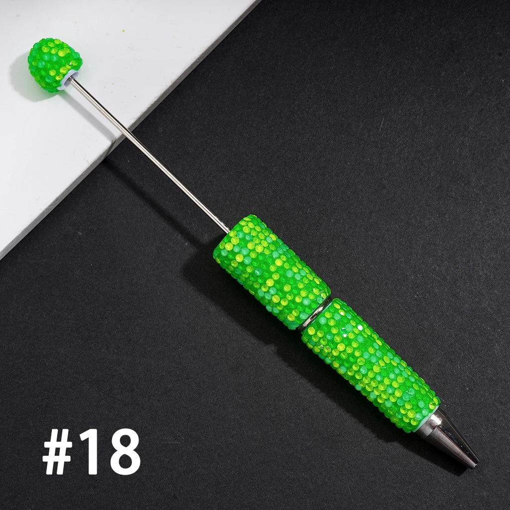 Neon Fluorescent Candy Color Full Rhinestone Clay Bead Pens Fully Wrapped Shiny Rhinestones Pure Handmade DIY Beaded Pen Blanks