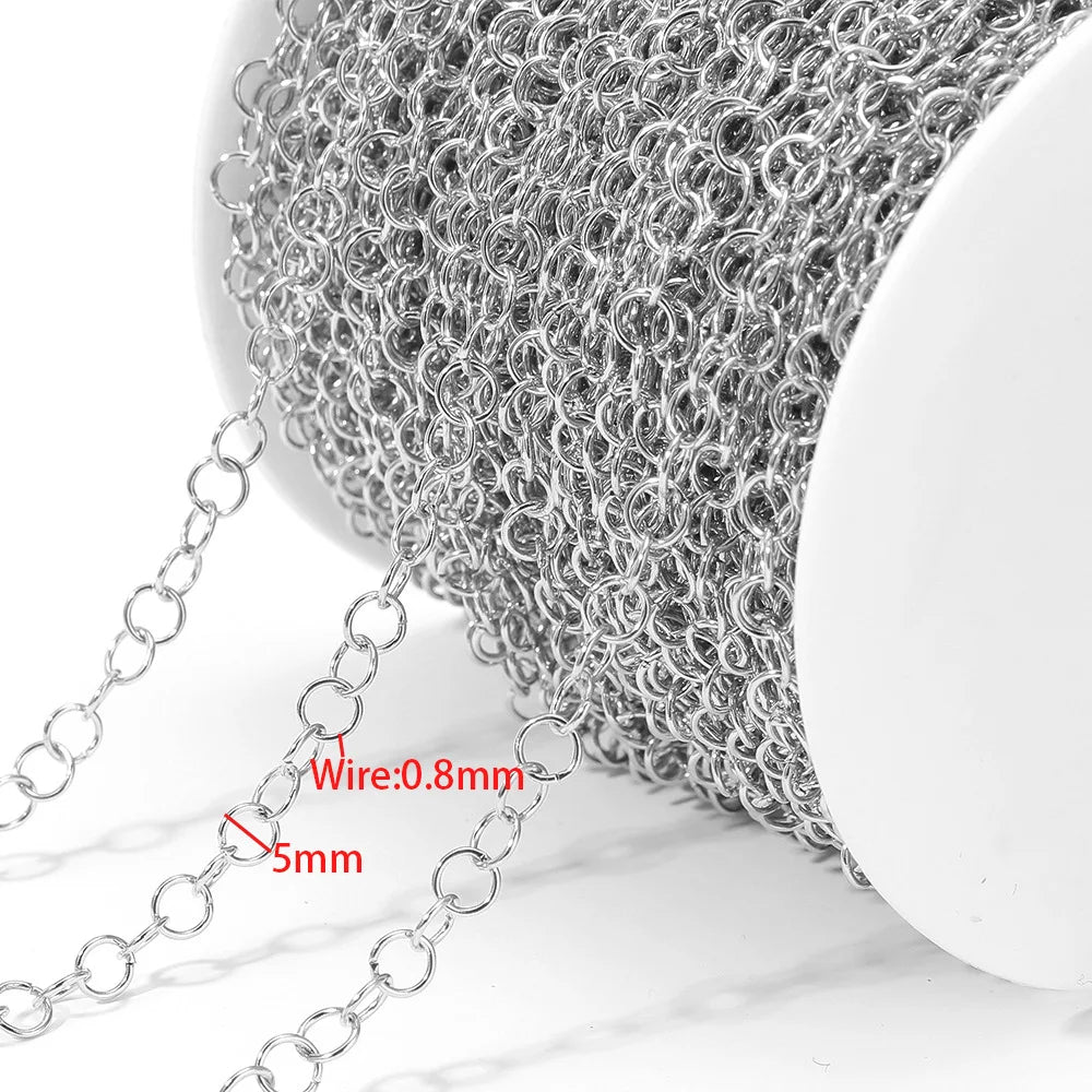 E612  Fashion Stainless Steel Roller Chain Cross Chain Extended O Chain for Jewelry Making