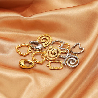 Hot Sale Fashion 18k Gold Plated Stainless Steel Creative Spiral Vortex Heart Square Handbag Charm Pendant for Jewelry Making