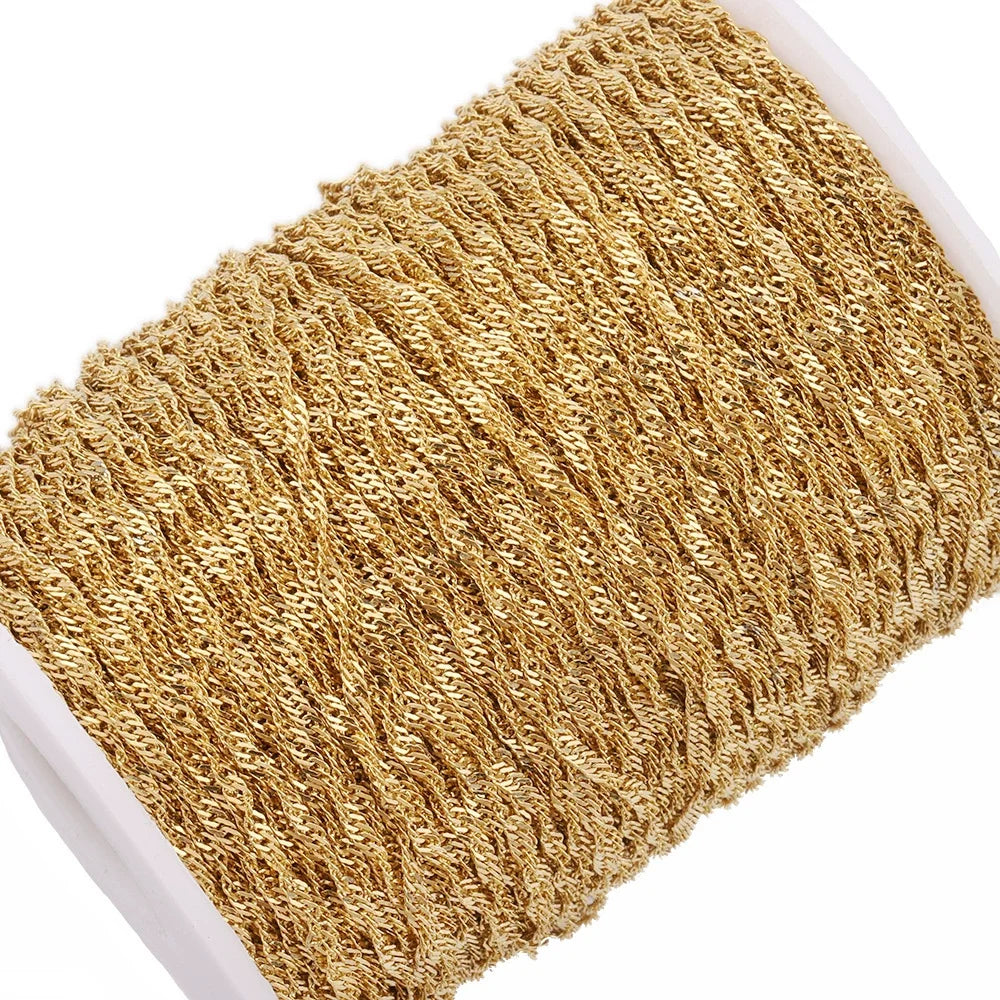 B344 18k 24k Gold Plated Stainless Steel Chain Wave Unique Chain for Necklace Bracelet Jewelry Diy Making