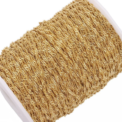 B344 18k 24k Gold Plated Stainless Steel Chain Wave Unique Chain for Necklace Bracelet Jewelry Diy Making
