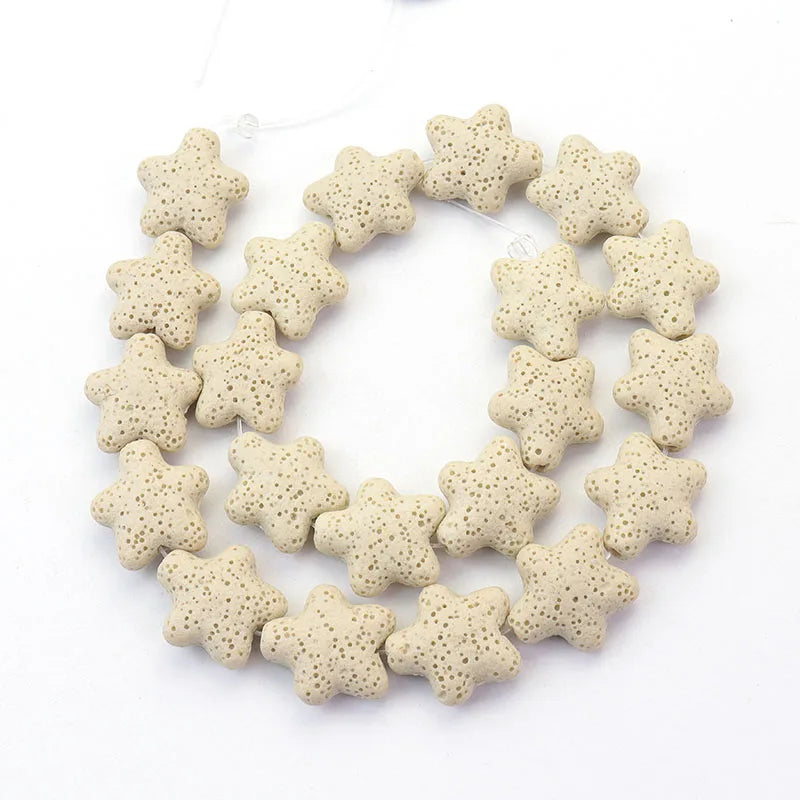 Wholesale Good Quality Many Colors Pink Blue Green Star Shape Volcanic Rock Lava Stone Beads for Jewelry Making 23mm