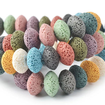 5x8mm 6x10mm Heishi Rondel Multi Colors Red Rainbow Black Green Volcanic Rock Lava Stone Beads for Jewelry Making