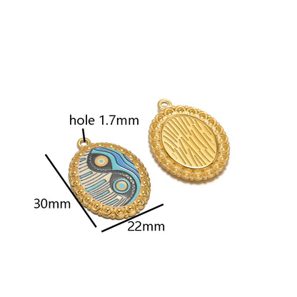 Bohemian Style Stainless Steel 18k Gold Plated Mixed Colors Enamel Oval Eye Charms Pendant for Diy Jewelry Necklace Making