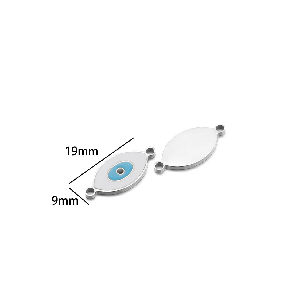European American Style Stainless Steel Gold Plated Enamel Heart Eye Butterfly Charm Pendant for Jewelry Necklace Making