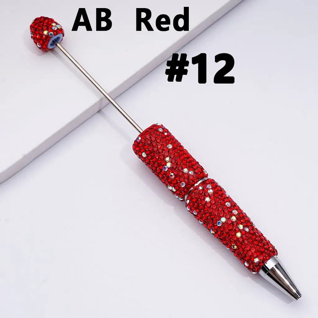 Full Rhinestone Beadable Clay Ballpoint Pens - DIY Beaded Plastic Pen for School Office Gift