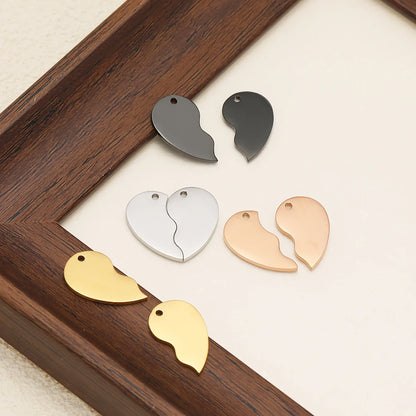 Newest Couple Stainless Steel Gold Plated Charm Heart Charm Pendants for DIY Jewelry Necklace Making
