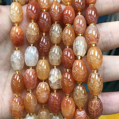 New Natural 8x12mm Rice Dyed Rainbow Colorful Agate Loose Bead, Mutil-color Agate Tourmaline for DIY Women Jewelry Making