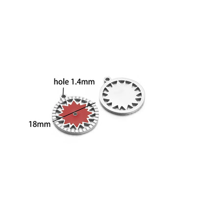 French Vintage Stainless Steel Gold Plated Dripping Oil Hollow Sun Star Butterfly Flower Charm Pendant for Jewelry Making