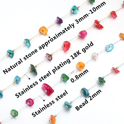 Stainless Steel Natural Stone Handmade Irregular Quartz Chains for Permanent Jewelry Accessories