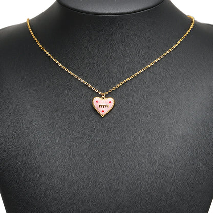 Vintage Romantic 18k Gold Plated Stainless Steel Enamel Heart Charm Pendant for DIY Handmade Necklace Earrings Jewelry Making