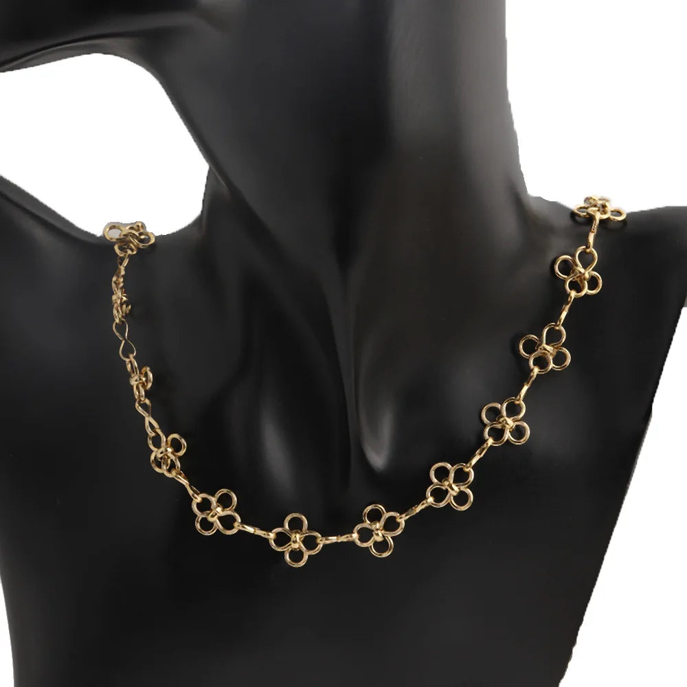 D325 Amazing Hot Stainless Steel Chain 18k Gold Plated Flower Link Bulk Roll Chain for Necklace Bracelet Making