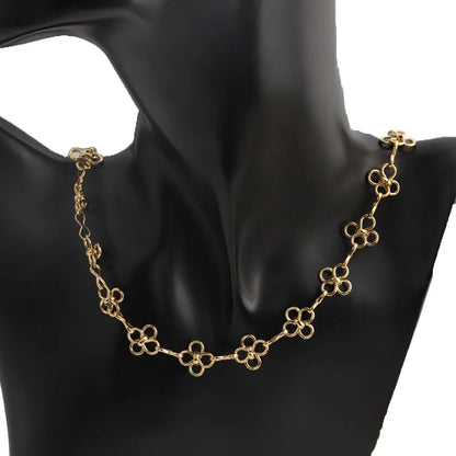 D325 Amazing Hot Stainless Steel Chain 18k Gold Plated Flower Link Bulk Roll Chain for Necklace Bracelet Making