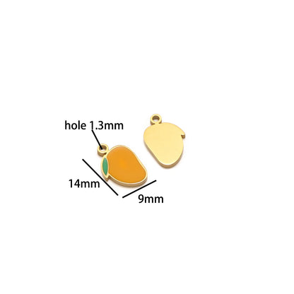 Colorful Fruits Pendant 18k Gold Plated Stainless Steel Strawberry Bananas Cherry Mushroom Charm Pendant for DIY Jewelry Making