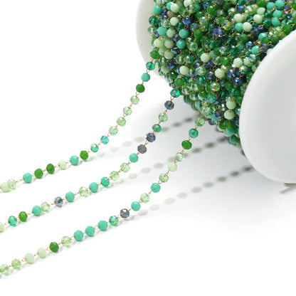 E747 3mm Bead Chain Stainless Steel Crystal Jewelry Chain Colorful Beaded Chain Diy Necklace Bracelet Jewelry Accessories