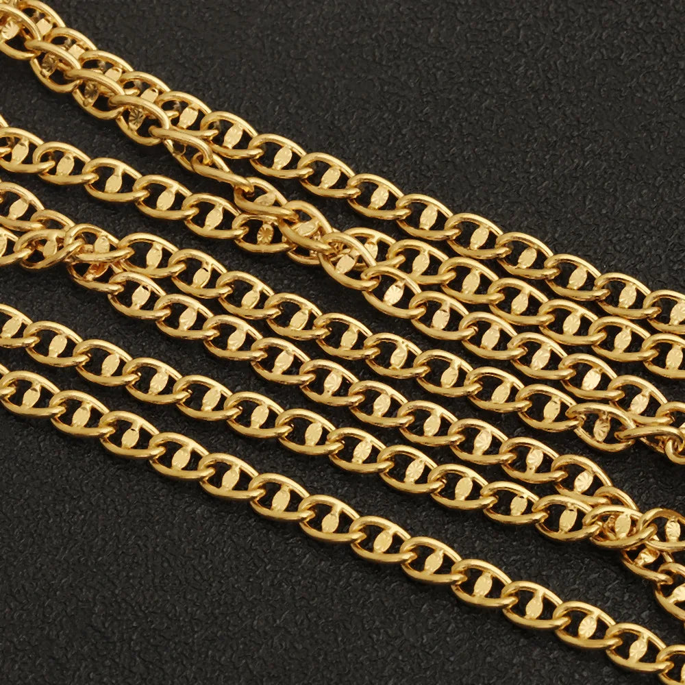 D821 Stainless Steel Embossed Coffee Bean Pig Nose Chain Handmade Chain Necklace Bracelet Jewelry Making Accessories 4.3mm