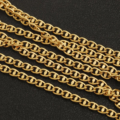D821 Stainless Steel Embossed Coffee Bean Pig Nose Chain Handmade Chain Necklace Bracelet Jewelry Making Accessories 4.3mm