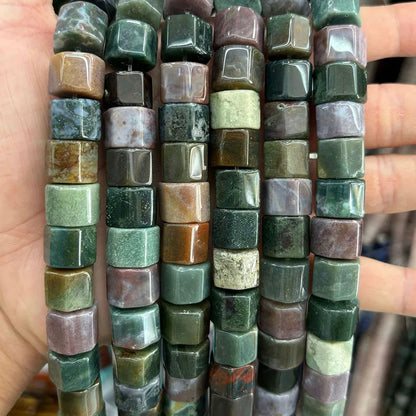 Natural Hexagon Prisms Stone Gemstone Irregular Bead, Hexagonal Rondelle Rondel Beads for DIY Jewelry Making 10x14mm, 19-20cm 8"