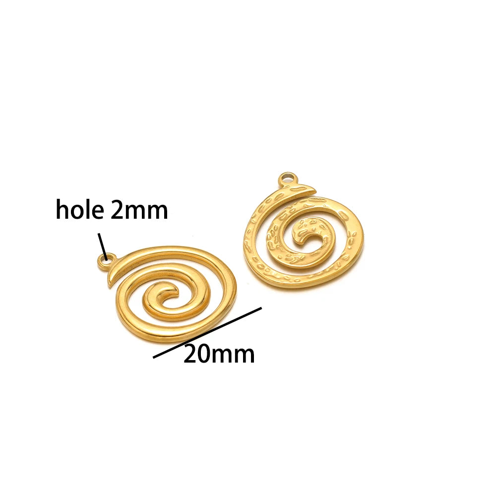 Hot Sale Fashion 18k Gold Plated Stainless Steel Creative Spiral Vortex Heart Square Handbag Charm Pendant for Jewelry Making