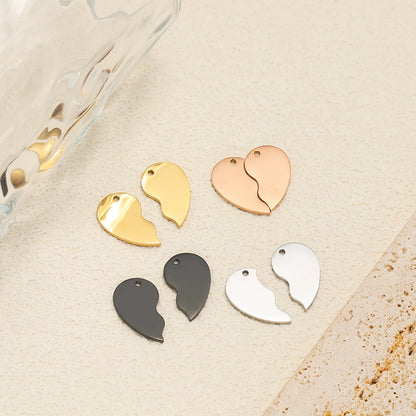 Newest Couple Stainless Steel Gold Plated Charm Heart Charm Pendants for DIY Jewelry Necklace Making