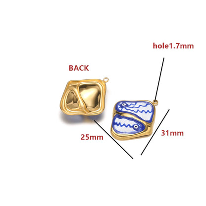 Bulk Gold Plated Eye Charms 35 * 21.5mm, Irregular Teardrop Enamel Pendant, 1.7mm Hole DIY Jewelry Making Supplies for Women